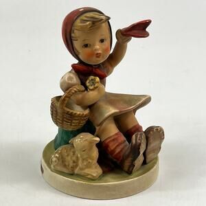 Hummel 65/1 Farewell TMK5 1972-1979 W Germany 5.5in Figurine Girl Lamb Vintage